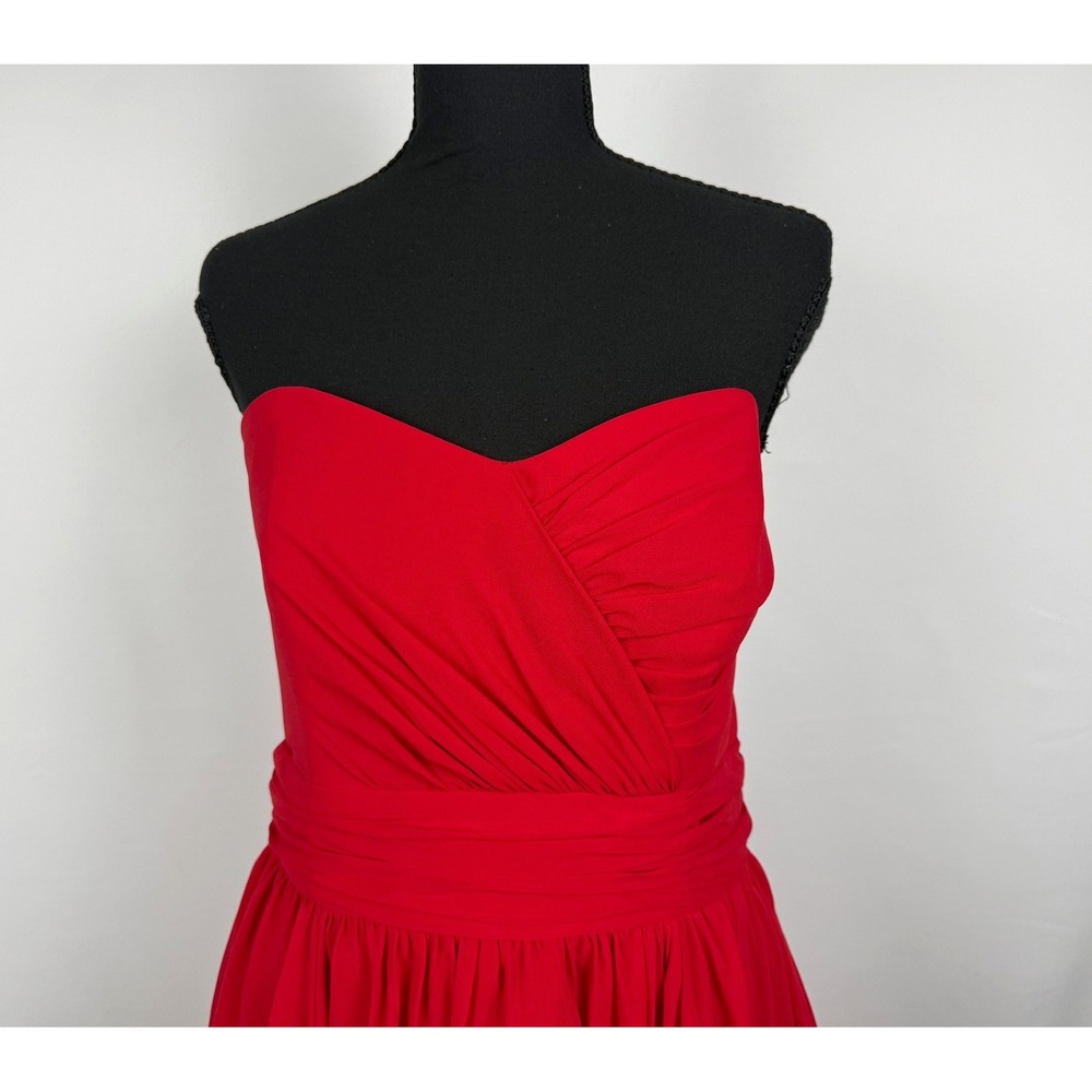 Alfred Angelo Red Strapless Chiffon Cocktail Dress Size 14 - Picture 2 of 10